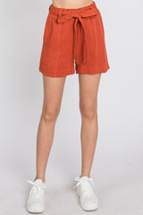 Rust Front Tie Shorts