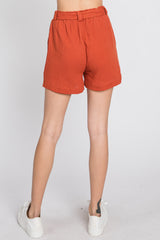 Rust Front Tie Shorts