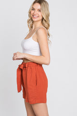 Rust Front Tie Shorts