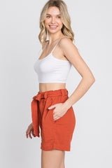 Rust Front Tie Shorts