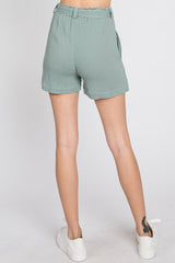 Mint Green Front Tie Shorts