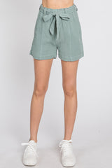 Mint Green Front Tie Shorts