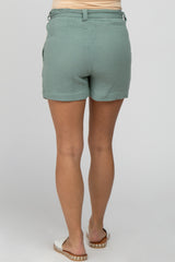 Mint Green Front Tie Maternity Shorts