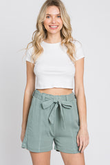 Mint Green Front Tie Maternity Shorts