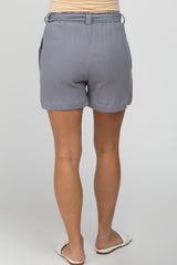 Grey Front Tie Maternity Shorts