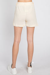 Cream Front Tie Shorts