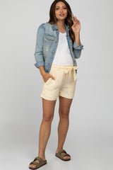 Cream Front Tie Maternity Shorts