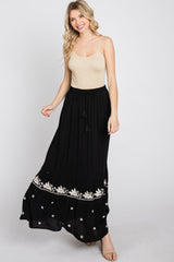 Black Embroidered Maxi Skirt