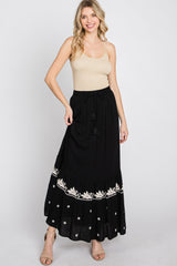 Black Embroidered Maxi Skirt