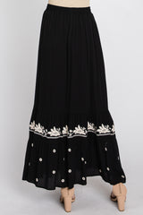 Black Embroidered Maxi Skirt