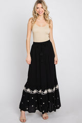 Black Embroidered Maxi Skirt