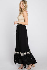 Black Embroidered Maxi Skirt