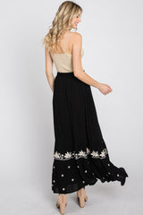 Black Embroidered Maxi Skirt