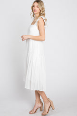 White Eyelet Lace Tiered Smocked Dress