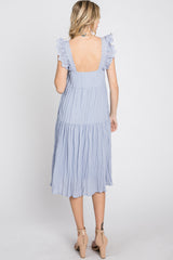 Blue Eyelet Lace Tiered Smocked Dress