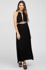 Black Cut Out Maternity Midi Dress