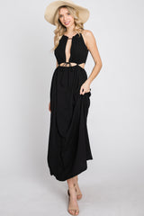 Black Cut Out Maternity Midi Dress