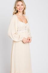 Cream Lace Accent Maxi Dress