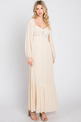 Cream Lace Accent Maxi Dress