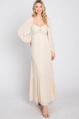 Cream Lace Accent Maxi Dress