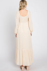 Cream Lace Accent Maxi Dress