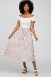 Lavender Animal Print Pleated Midi Skirt