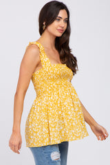 Yellow Floral Smocked Maternity Tank Top