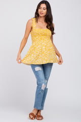 Yellow Floral Smocked Maternity Tank Top