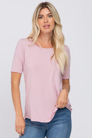 Pink Solid Short Sleeve Top