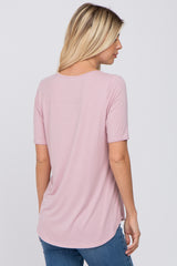 Pink Solid Short Sleeve Top