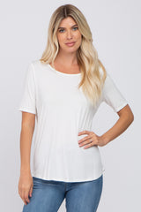 Ivory Solid Short Sleeve Top