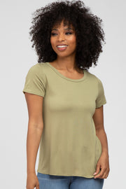 Light Olive Basic Short Sleeve Top