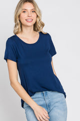 Navy Blue Basic Short Sleeve Top