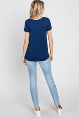 Navy Blue Basic Short Sleeve Top