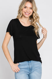 Black Basic Short Sleeve Top