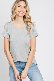 Heather Grey Basic Short Sleeve Top