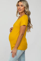 Yellow Basic Maternity Short Sleeve Top