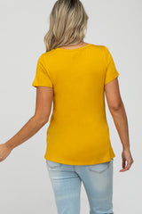 Yellow Basic Maternity Short Sleeve Top