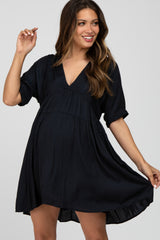 Black Babydoll Maternity Mini Dress