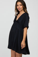 Black Babydoll Maternity Mini Dress