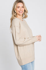 Beige Exposed Seam Sweater