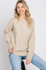 Beige Exposed Seam Sweater