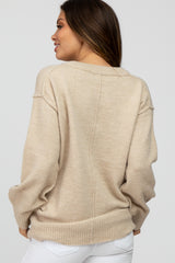 Beige Exposed Seam Maternity Sweater