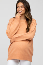 Peach Exposed Seam Maternity Sweater