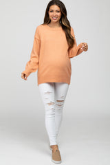 Peach Exposed Seam Maternity Sweater