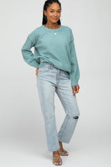 Aqua Exposed Seam Sweater