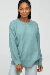 Aqua Exposed Seam Maternity Sweater