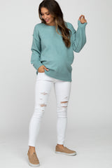 Aqua Exposed Seam Maternity Sweater