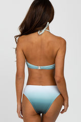 Forest Green Ombre Keyhole Front Halter Two-Piece Bikini Set