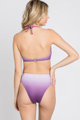 Lavender Ombre Keyhole Front Halter Two-Piece Bikini Set